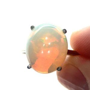 Opal 4.65ct Platinum Solid 925 Silver Ring